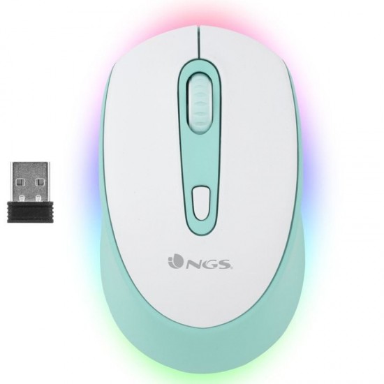 Ratón inalámbrico ngs smog mint-rb/ batería recargable/ hasta 2400 dpi/ verde menta