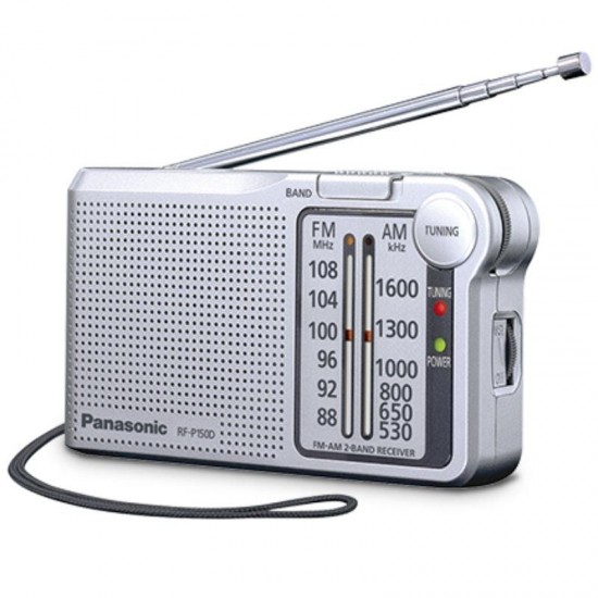 Radio portátil panasonic rf-p150d/ con batería/ a pilas/ plateada