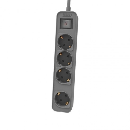 Regleta con interruptor philips chp2144g/62/ 4 tomas de corriente/ cable 1.5m/ gris