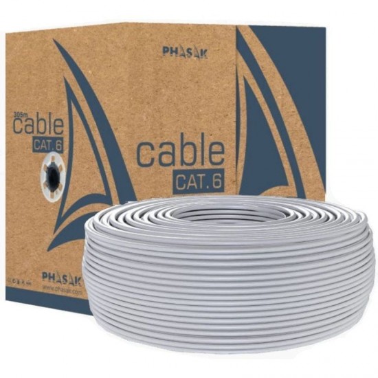 Bobina de cable rj45 utp phasak phr 6100 cat.6/ 100m Bobina de cable rj45 utp phasak phr 6100 cat.6/ 100m