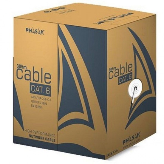 Bobina de cable rj45 utp phasak phr 6302 cat.6/ 305m/ gris Bobina de cable rj45 utp phasak phr 6302 cat.6/ 305m/ gris