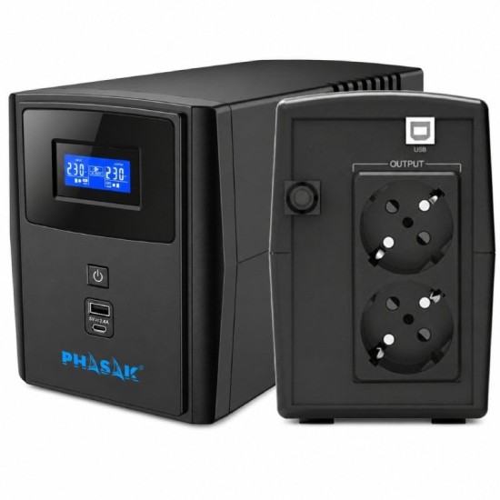Sai línea interactiva phasak sirius 1000 va interactive/ 1000va-600w/ 2 salidas/ formato torre Sai línea interactiva phasak sirius 1000 va interactive/ 1000va-600w/ 2 salidas/ formato torre