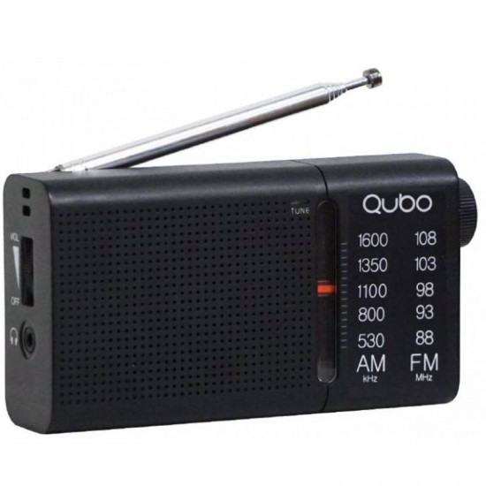Radio portátil qubo rs-2/ con cable/ a pilas/ negra