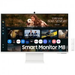 Smart Monitor Samsung M8 M80F S32FM801UU 32'/ 4K/ Multimedia/ Regulable en altura/ Smart TV/ Webcam/ Blanco
