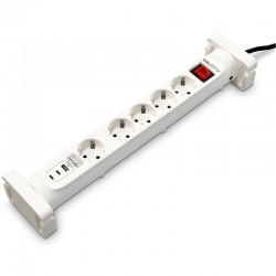 Regleta con interruptor Salicru SAFE 5S+/ 4 Tomas de corriente/ 1 Master/ 2 USB Tipo-C/ 1 USB/ Cable 1.4m/ Blanca