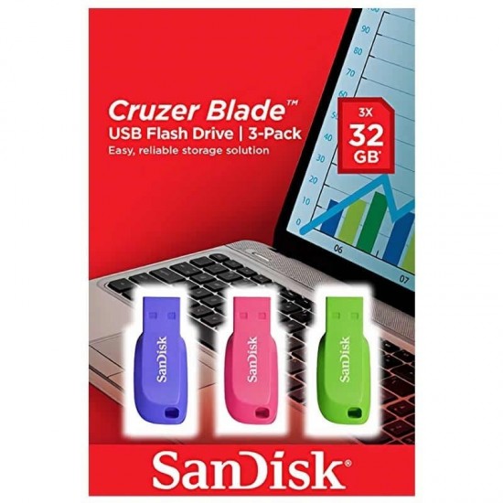 Pendrives 32gb sandisk cruzer blade/ usb 2.0/ pack 3