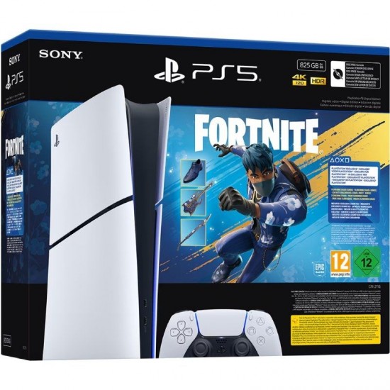 Consola sony playstation 5 - ps5 slim digital 825gb/ incluye mando dual sense y bundle fortnite flowering chaos/ chassis e
