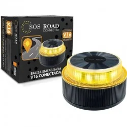 Luz baliza de emergencia para coche SOS Road Connected EL2024 V16/ Homologada/ Base Imantada/ Geolocalizable/ Funciona a Pilas