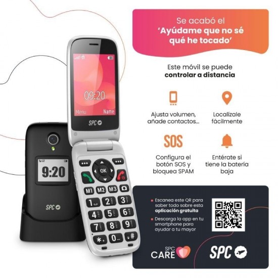 Teléfono móvil spc polaris para personas mayores/ 4g/ negro