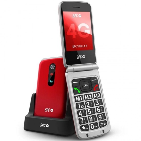 Teléfono móvil spc stella 3 para personas mayores/ 4g/ rojo