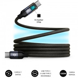 Cable USB 2.0 Tipo-C Subblim PowerMag Led/ USB Tipo-C Macho - USB Tipo-C Macho/ Hasta 100W/ 480Mbps/ 2m/ Negro Cable USB 2.0 Tipo-C Subblim PowerMag Led/ USB Tipo-C Macho - USB Tipo-C Macho/ Hasta 100W/ 480Mbps/ 2m/ Negro