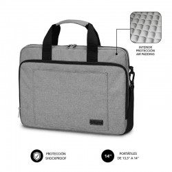 Maletín Subblim Air Padding Laptop Bag para Portátiles hasta 14'/ Cinta para Trolley/ Gris