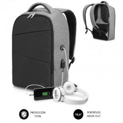Mochila Subblim Secure V2 AP para Portátiles hasta 15.6'/ Puerto USB/ Antirrobo/ Gris Mochila Subblim Secure V2 AP para Portátiles hasta 15.6'/ Puerto USB/ Antirrobo/ Gris