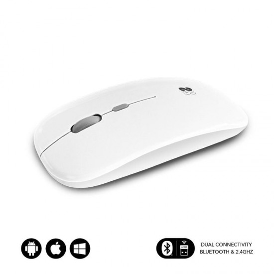 Ratón inalámbrico por bluetooth subblim dual flat/ batería recargable/ hasta 1600 dpi/ blanco Ratón inalámbrico por bluetooth subblim dual flat/ batería recargable/ hasta 1600 dpi/ blanco