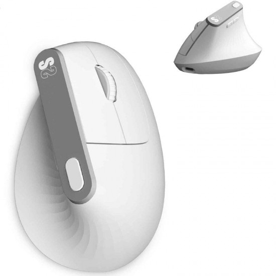 Ratón vertical inalámbrico subblim nature vertical ergo dual battery/ batería recargable/ hasta 4000 dpi/ blanco