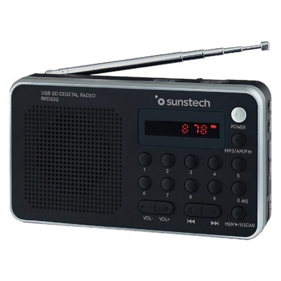 Radio portátil sunstech rpd32sl/ con batería/ negra y plateada