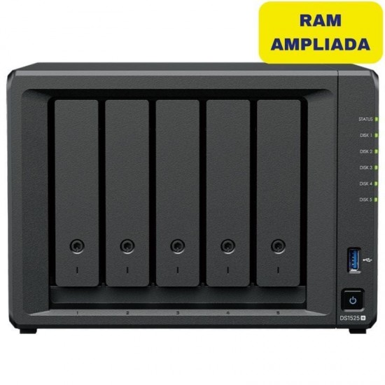 Nas synology diskstation ds1525+/ 5 bahías 3.5'- 2.5'/ 32gb ddr4/ formato torre