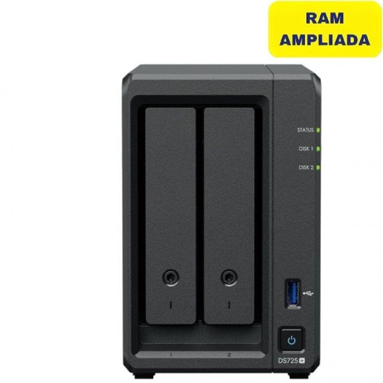 Nas synology diskstation ds725+/ 2 bahías 3.5'- 2.5'/ 32gb ddr4/ formato torre