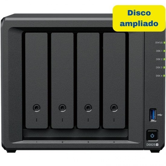 Nas synology diskstation ds925+/ 4 bahías 3.5'- 2.5'/ 4gb ddr4/ 16tb/ formato torre