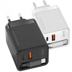 Cargador de Pared GaN Mars Gaming MD-GAN65R/ 1xUSB Tipo-C/ 1xUSB/ 65W/ Negro Cargador de Pared GaN Mars Gaming MD-GAN65R/ 1xUSB Tipo-C/ 1xUSB/ 65W/ Negro