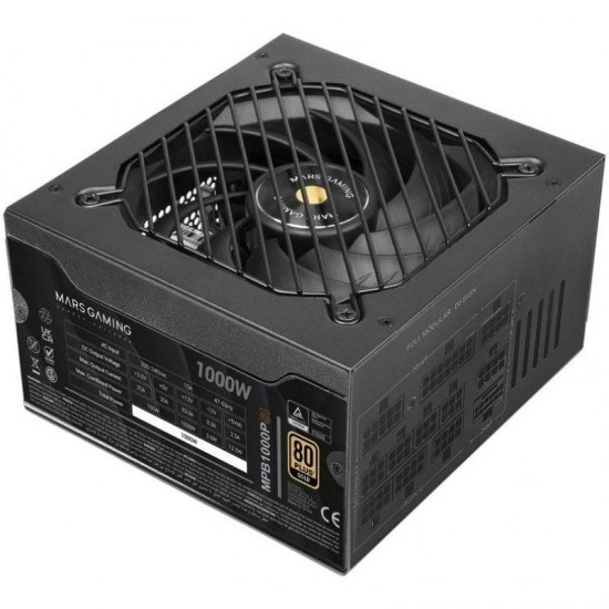 Fuente de alimentación mars gaming mpb1000psi/ 1000w/ ventilador 14cm/ 80 plus gold