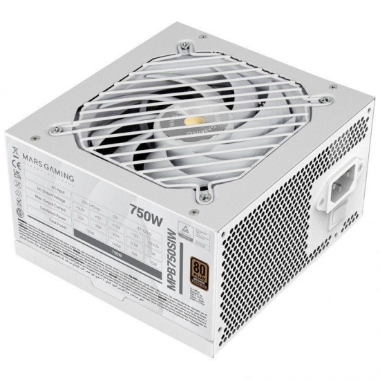 Fuente de alimentación mars gaming mpb750si/ 750w/ ventilador 12cm/ 80 plus bronze/ blanca