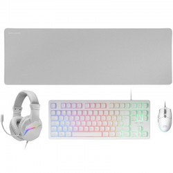 Pack Gaming Mars Gaming MCP-RGB3W/ Teclado RGB + Ratón Óptico + Alfombrilla XXL + Auriculares