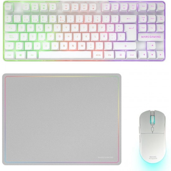 Pack gaming mars gaming mcpwtkl/ teclado inalámbrico + ratón inalámbrico + alfombrilla