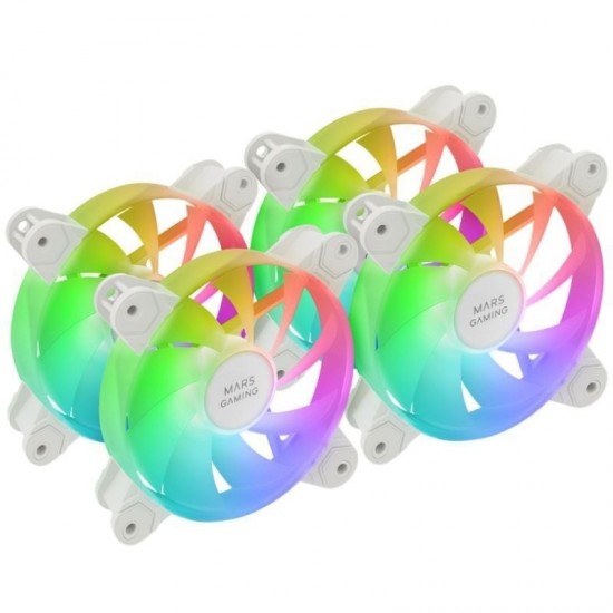 Pack 3 ventiladores mars gaming mf-4a/ 12cm/ argb/ blanco