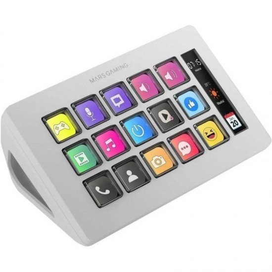 Stream deck slim mars gaming msd-one/ 15 teclas lcd/ blanco Stream deck slim mars gaming msd-one/ 15 teclas lcd/ blanco