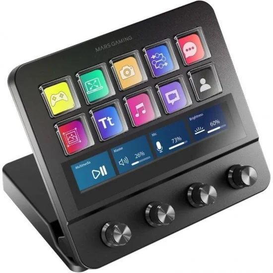 Stream deck mars gaming msd-pro/ 10 teclas lcd + 4 diales personalizables/ negro