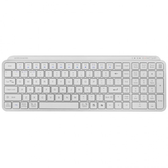 Teclado compacto inalámbrico por bluetooth mars gaming mk-silenkeys/ blanco