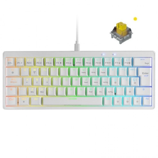 Teclado gaming mecánico mars gaming mkminipro/ switch amarillo/ blanco Teclado gaming mecánico mars gaming mkminipro/ switch amarillo/ blanco
