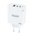 Cargador de Pared GaN TooQ TQWC-GANQC2PD65WT/ 2xUSB Tipo-C/ 1xUSB/ 65W