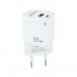 Cargador de Pared GaN TooQ TQWC-GANQCPD30WT/ 1xUSB Tipo-C/ 1xUSB/ 30W