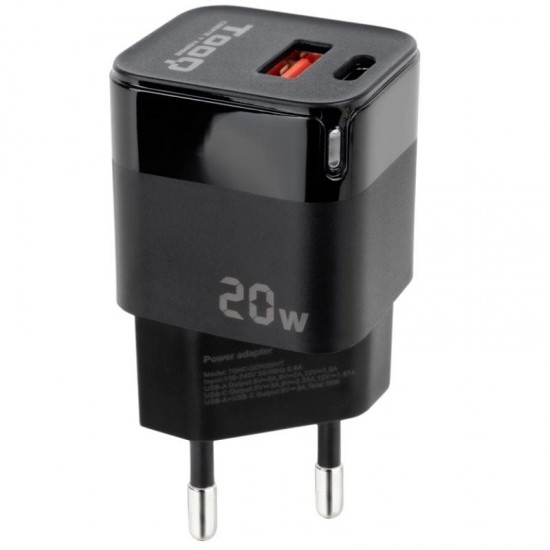 Cargador de pared tooq tqwc-qcpd20/ 1xusb tipo-c/ 1xusb/ 20w Cargador de pared tooq tqwc-qcpd20/ 1xusb tipo-c/ 1xusb/ 20w