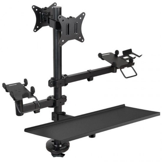 Soporte de mesa para tpv 2 monitores tooq tqpm0003/ giratorio/ inclinable/ rotatorio/ hasta 9kg