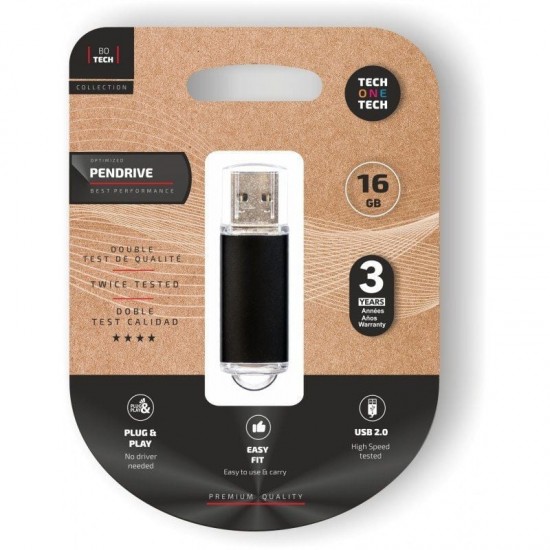Pendrive 16gb tech one tech basic usb 2.0/ negro Pendrive 16gb tech one tech basic usb 2.0/ negro