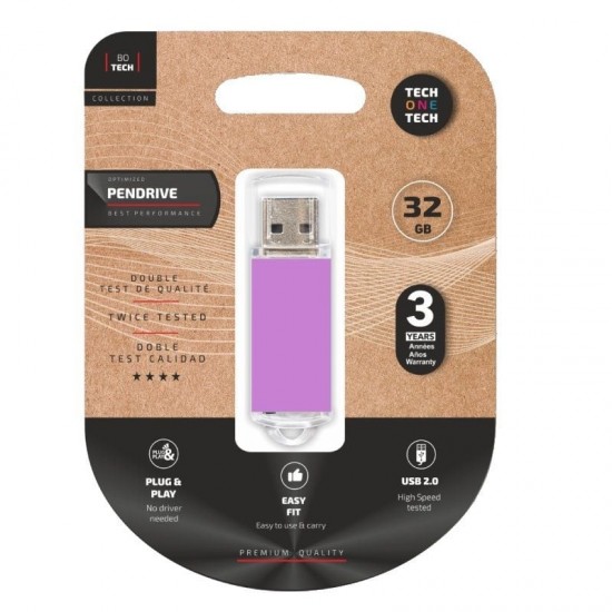 Pendrive 32gb tech one tech basic usb 2.0/ purpura claro Pendrive 32gb tech one tech basic usb 2.0/ purpura claro