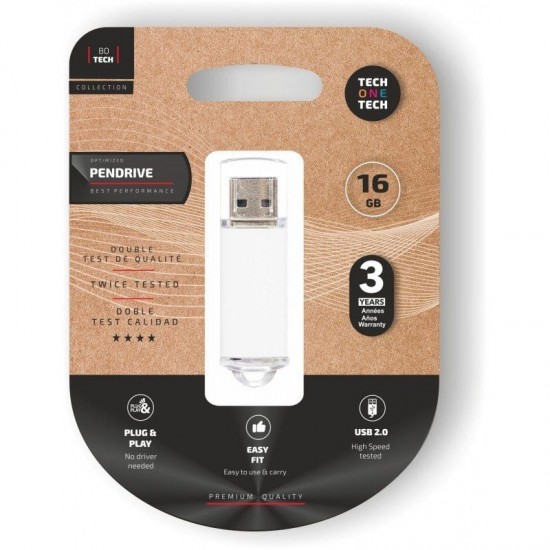 Pendrive 16gb tech one tech basic usb 2.0/ blanco Pendrive 16gb tech one tech basic usb 2.0/ blanco