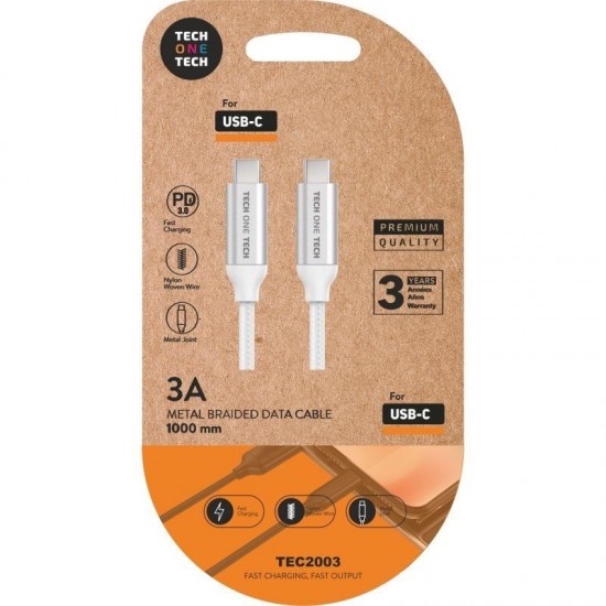 Cable usb 2.0 tipo-c tech one tech tec2204/ usb tipo-c macho - usb tipo-c macho/ hasta 20w/ 480mbps/ 1m/ blanco Cable usb 2.0 tipo-c tech one tech tec2204/ usb tipo-c macho - usb tipo-c macho/ hasta 20w/ 480mbps/ 1m/ blanco
