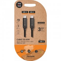 Cable USB 2.0 Tipo-C Tech One Tech TEC2206/ USB Tipo-C Macho - USB Tipo-C Macho/ Hasta 60W/ 480Mbps/ 1m/ Negro Cable USB 2.0 Tipo-C Tech One Tech TEC2206/ USB Tipo-C Macho - USB Tipo-C Macho/ Hasta 60W/ 480Mbps/ 1m/ Negro