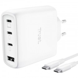 Cargador de Pared GaN Trust Maxo 65W 26068/ 3xUSB Tipo-C/ 1xUSB/ Incluye Cable USB Tipo-C/ 65W