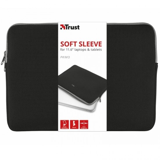 Funda trust primo soft sleeve para portátiles/ tablets hasta 11.6'/ negra