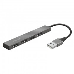 Hub USB 2.0 Trust Halyx/ 4xUSB/ Gris
