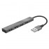 Hub USB 2.0 Trust Halyx/ 4xUSB/ Gris
