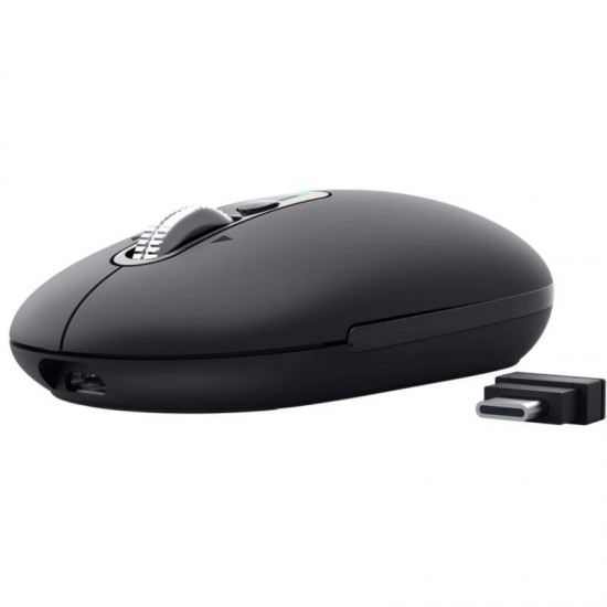 Ratón inalámbrico trust seron 26018/ batería recargable/ hasta 3200 dpi/ negro