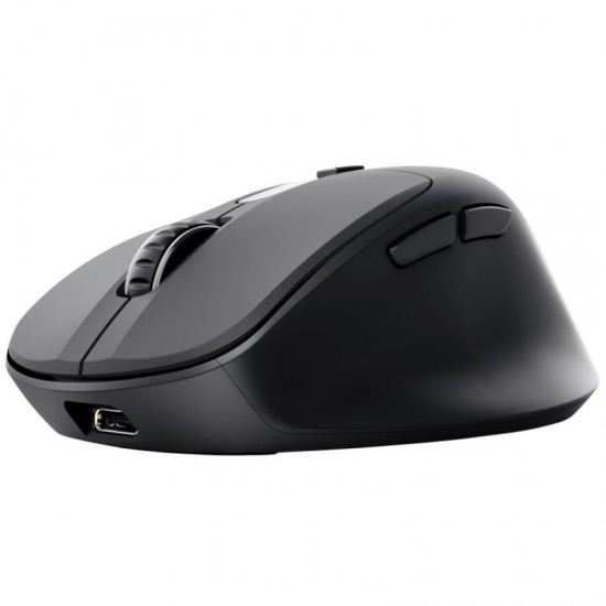 Ratón ergonómico inalámbrico trust zevo 25991/ batería recargable/ hasta 4000 dpi/ negro