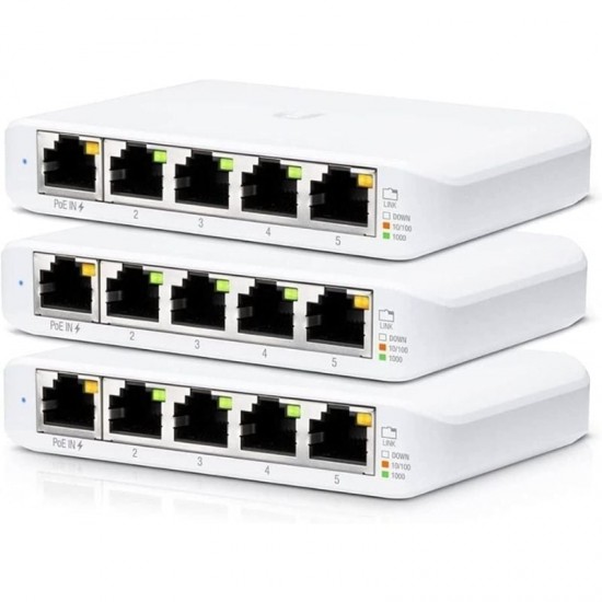 Switch gestionado ubiquiti usw-flex mini 5 puertos/ rj45 10/100/1000 poe/ pack 3 uds