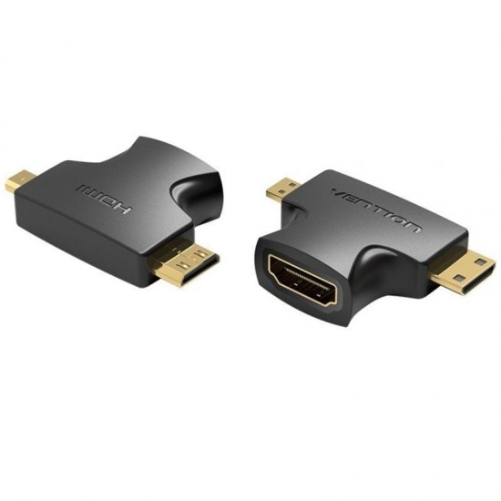 Adaptador hdmi 2 en 1 vention agfb0/ hdmi hembra - micro hdmi macho - mini hdmi macho